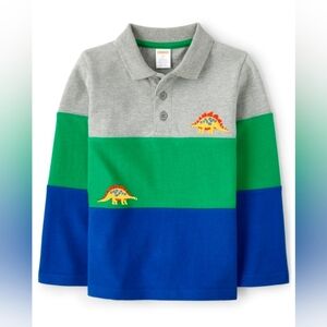 Gymboree 100% Cotton Colorblock Gray Green and Blue Dinosaur Polo Size 5T NWOT